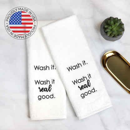 Mill & Thread 2pc Embroidered Hand Towel - Wash It, Wash It Real Good
