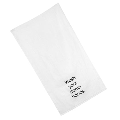 Mill & Thread 2pk Embroidered Hand Towel - Wash Your Damn Hands White