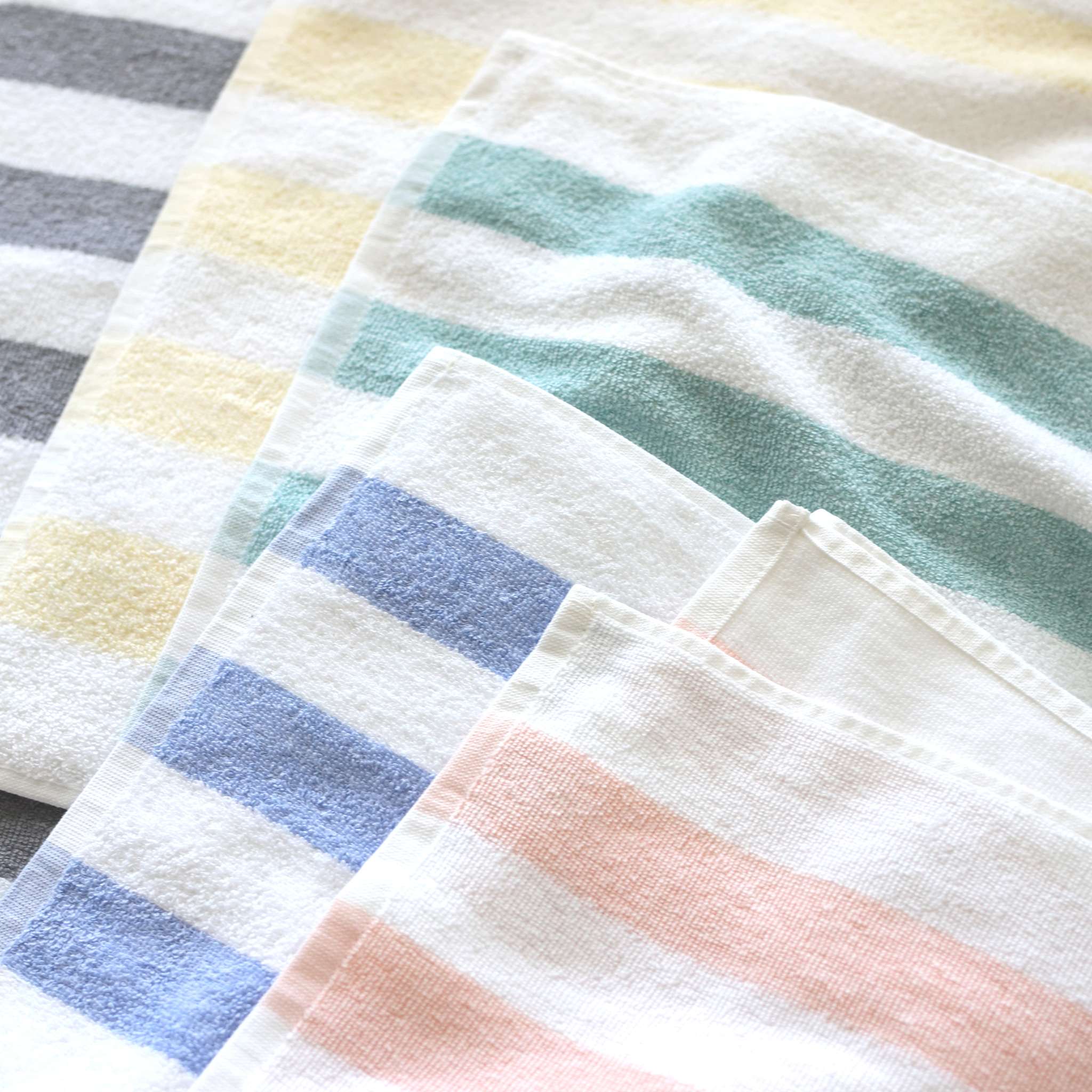 Morihata International Japanese Kitchen Towels in Striped Linen, 3